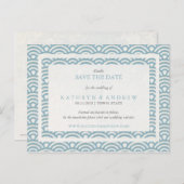 Carte Postale Faire-part Vagues Seigaiha japonaises Enregistrer la date san (Devant / Derrière)