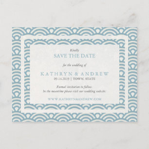 Carte Postale Faire-part Vagues Seigaiha japonaises Enregistrer la date san