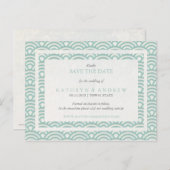 Carte Postale Faire-part Vagues Seigaiha japonaises Enregistrer la date san (Devant / Derrière)