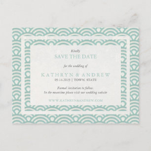 Carte Postale Faire-part Vagues Seigaiha japonaises Enregistrer la date san