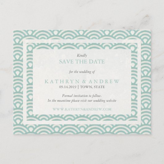 Carte Postale Faire-part Vagues Seigaiha japonaises Enregistrer la date san (Devant)