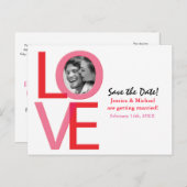 Carte Postale Faire-part Valentine Mariage Enregistrer Date Photo Love Cart (Devant / Derrière)