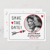 Carte Postale Faire-part Valentine Mariage Enregistrer Date Photo Russe Car (Devant / Derrière)