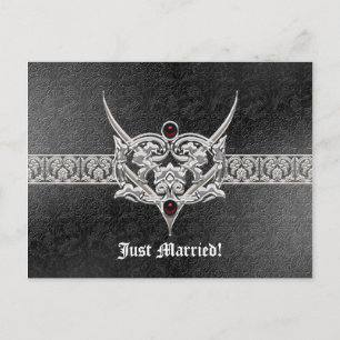 Carte Postale Faire-part Vampire Goth Faux Mariage bijoux en cuir