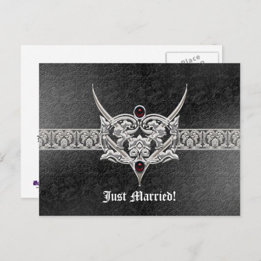 Carte Postale Faire-part Vampire Goth Faux Mariage bijoux en cuir (Devant / Derrière)