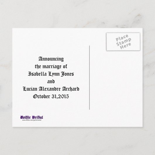 Carte Postale Faire-part Vampire Goth Faux Mariage bijoux en cuir (Dos)