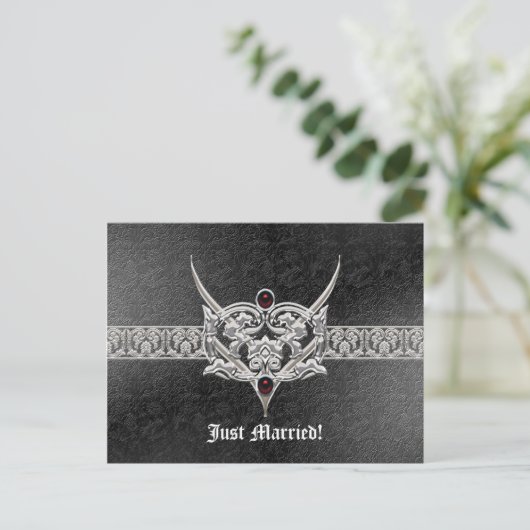 Carte Postale Faire-part Vampire Goth Faux Mariage bijoux en cuir (Debout devant)