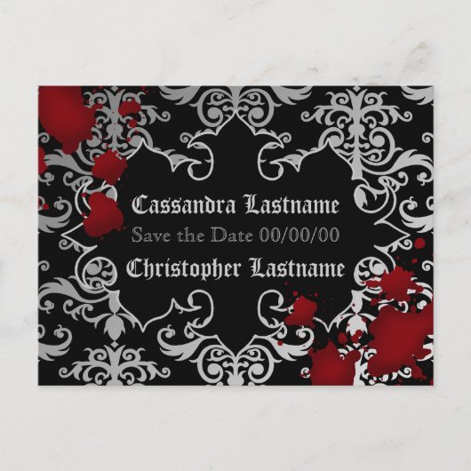 Carte Postale Faire-part Vampire Halloween mariage | Enregistrer la date (Devant)
