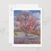 Carte Postale Faire-part Van Gogh | Arbre de pêche à fleurs | Nouvelle adre (Devant / Derrière)