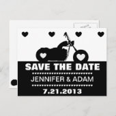 Carte Postale Faire-part Vélo moto noir et blanc Enregistrer la date Postc (Devant / Derrière)