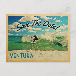 Carte Postale Faire-part Ventura Enregistrer La Date California Surfing