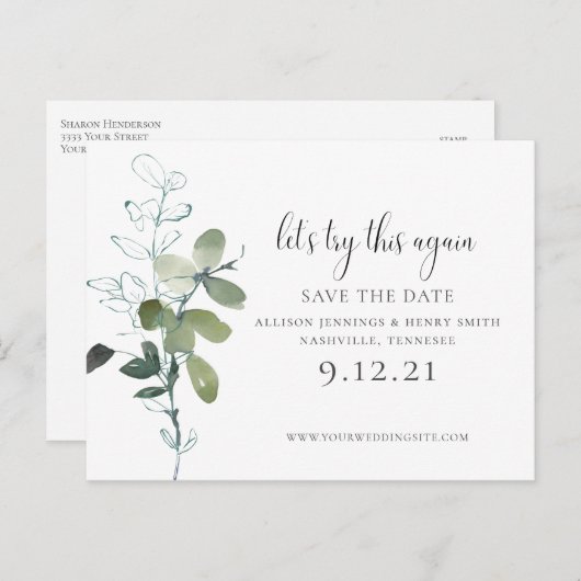 Carte Postale Faire-part Verdure Modifier la date de mariage Enregistrer la (Devant / Derrière)