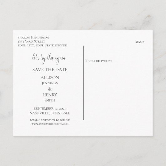 Carte Postale Faire-part Verdure Modifier la date de mariage Enregistrer la (Dos)