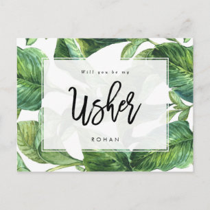 Carte Postale Faire-part verdure tropicale vous serez mon huissier