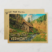 Carte Postale Faire-part Vermont Enregistrez la Date Cabane Rustique Mill W (Devant / Derrière)