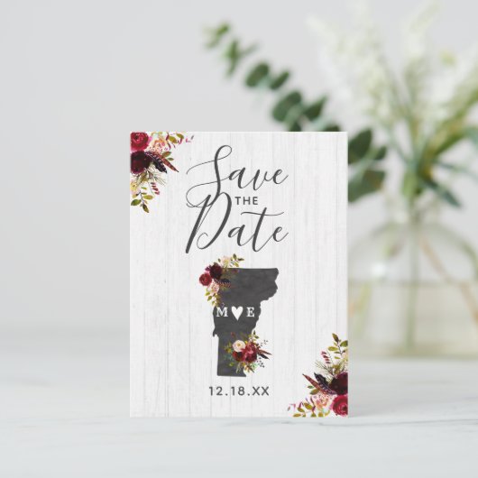 Carte Postale Faire-part Vermont State Destination Rustique Enregistrer la (Debout devant)