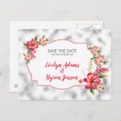 Carte Postale Faire-part Verre Gris Argent Et Fleurs (Devant / Derrière)