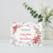 Carte Postale Faire-part Verre Gris Argent Et Fleurs (Debout devant)