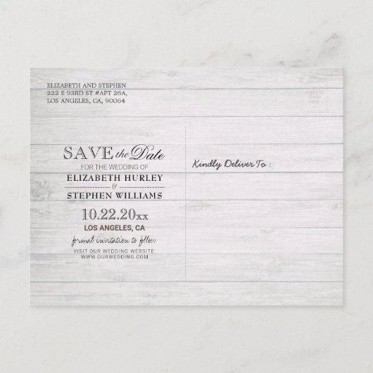 Carte Postale Faire-part Verres à champagne en bois de mariage Enregistrer (Dos)