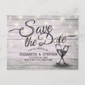 Carte Postale Faire-part Verres à champagne en bois de mariage Enregistrer (Devant)