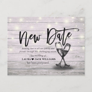 Carte Postale Faire-part Verres à champagne pour reports de mariage à nouve