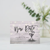 Carte Postale Faire-part Verres à champagne pour reports de mariage à nouve (Debout devant)