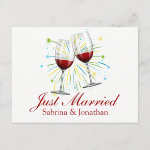 Carte Postale Faire-part Verres à vin de Bourgogne rouge mariage