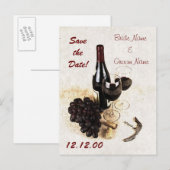 Carte Postale Faire-part Verres à vin et raisins (Devant / Derrière)