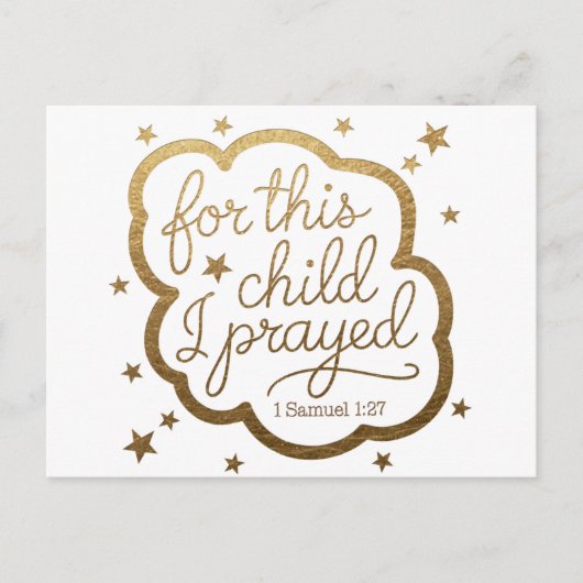 Carte Postale Faire-part verset biblique de 1 Samuel 1:27 (Devant)