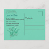 Carte Postale Faire-part Vert émeraude sur support de texture sculptée (Dos)
