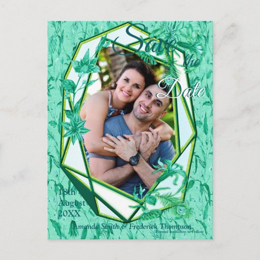 Carte Postale Faire-part Vert émeraude sur support de texture sculptée (Devant)