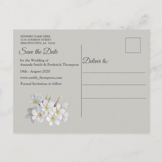 Carte Postale Faire-part Vert feuille de soie & Perles d'ivoire Enregistrez (Dos)