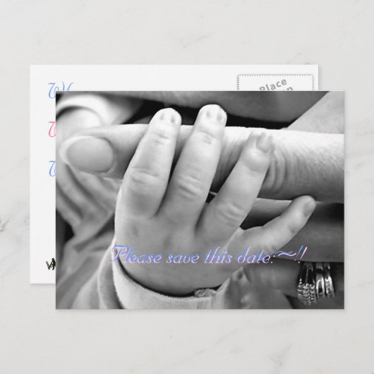 Carte Postale Faire-part Veuillez faire gagner cette date : ~ ! , Sauvez (Devant / Derrière)