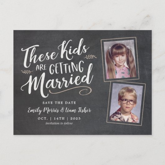 Carte Postale Faire-part Vielles photos Script manuscrit Enregistrer la dat (Devant)