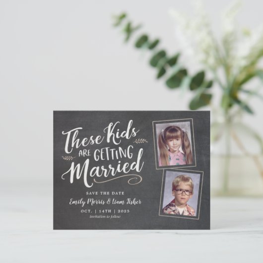 Carte Postale Faire-part Vielles photos Script manuscrit Enregistrer la dat (Debout devant)