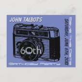 Carte Postale Faire-part Vieux appareil photo 60e anniversaire fête Enregis (Devant)