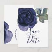 Carte Postale Faire-part Vif Indigo Violet Bleu Épuré Date (Devant / Derrière)