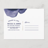 Carte Postale Faire-part Vif Indigo Violet Bleu Épuré Date (Dos)