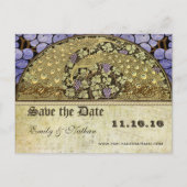 Carte Postale Faire-part Vignoble Art Nouveau Paons Oiseaux Sauver la Date (Devant)