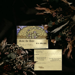 Carte Postale Faire-part Vignoble Art nouveau Peacock Birds Enregistrer la