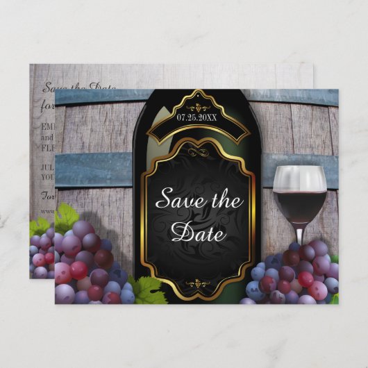 Carte Postale Faire-part Vignoble rustique Mariage Enregistrer la date (Devant / Derrière)