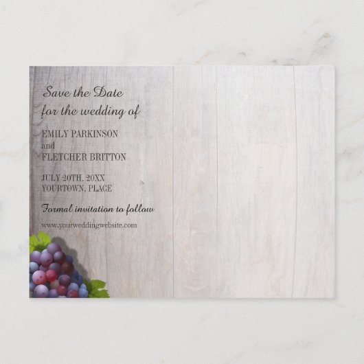 Carte Postale Faire-part Vignoble rustique Mariage Enregistrer la date (Dos)