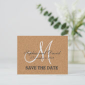 Carte Postale Faire-part Vin Rustique Cork Mariage Monogramme ENREGISTRER L (Debout devant)