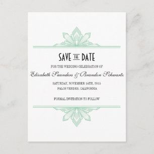 Carte Postale Faire-part Vinatge Deco Menthe & Noir Save the Date