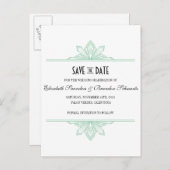Carte Postale Faire-part Vinatge Deco Menthe & Noir Save the Date (Devant / Derrière)