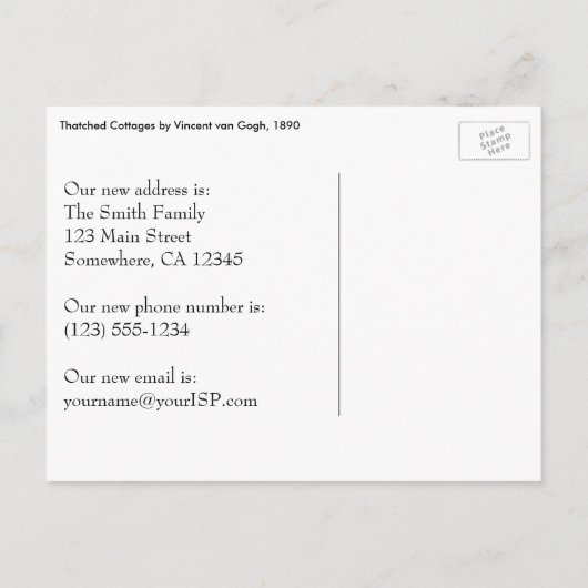 Carte Postale Faire-part Vincent van Gogh - Chalets à chaume (Dos)