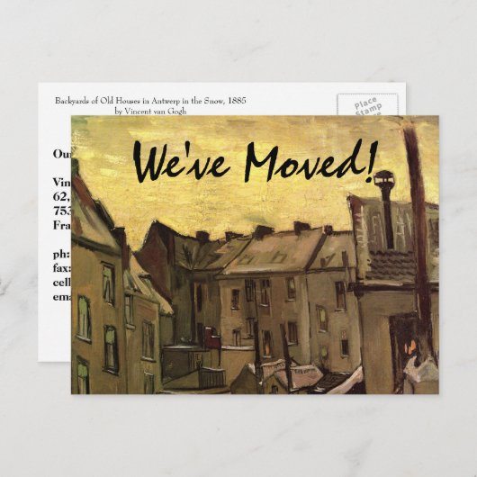 Carte Postale Faire-part Vincent van Gogh Old Houses, Change of Address (Devant / Derrière)