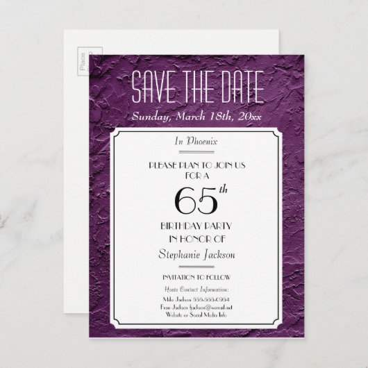 Carte Postale Faire-part Vins Faux Textured Party ou Reunion Enregistrer la (Devant / Derrière)