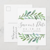 Carte Postale Faire-part Vins modernes Mariage botanique Enregistrer la dat (Devant / Derrière)