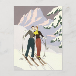 Carte Postale Faire-part Vintage Art Déco Amour et Romance, Save the Date!